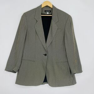 Giuseppe Blazer Women's Size 12 Black & Taupe Textured Chest 42" USA Career VTG